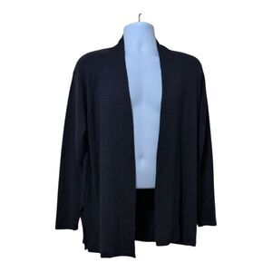 Eileen Fisher Italian yarn merino wool open front cardigan size Large marbelized